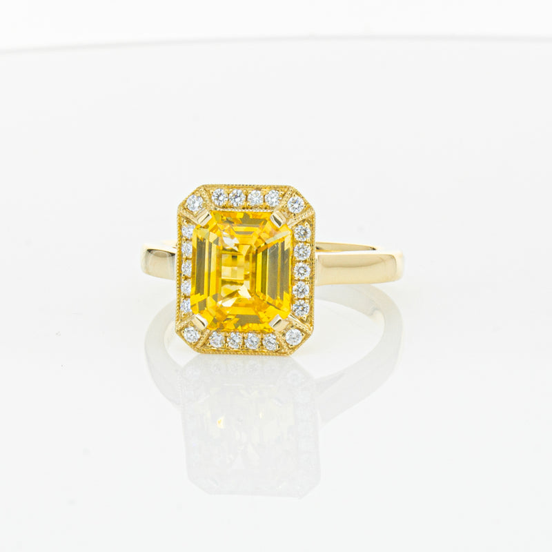 18ct Yellow Gold 3.01ct Yellow Sapphire & Diamond Empire Ring-Ring-Walker & Hall