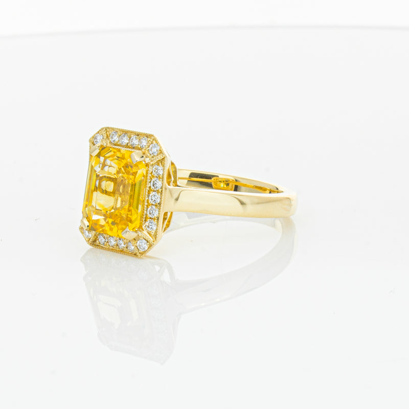 18ct Yellow Gold 3.01ct Yellow Sapphire & Diamond Empire Ring-Ring-Walker & Hall