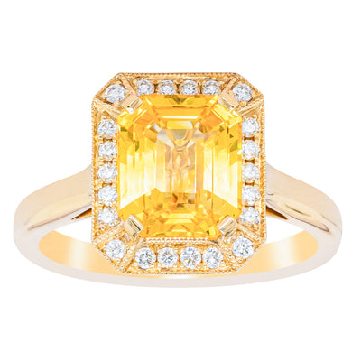 18ct Yellow Gold 3.01ct Yellow Sapphire & Diamond Empire Ring-Ring-Walker & Hall