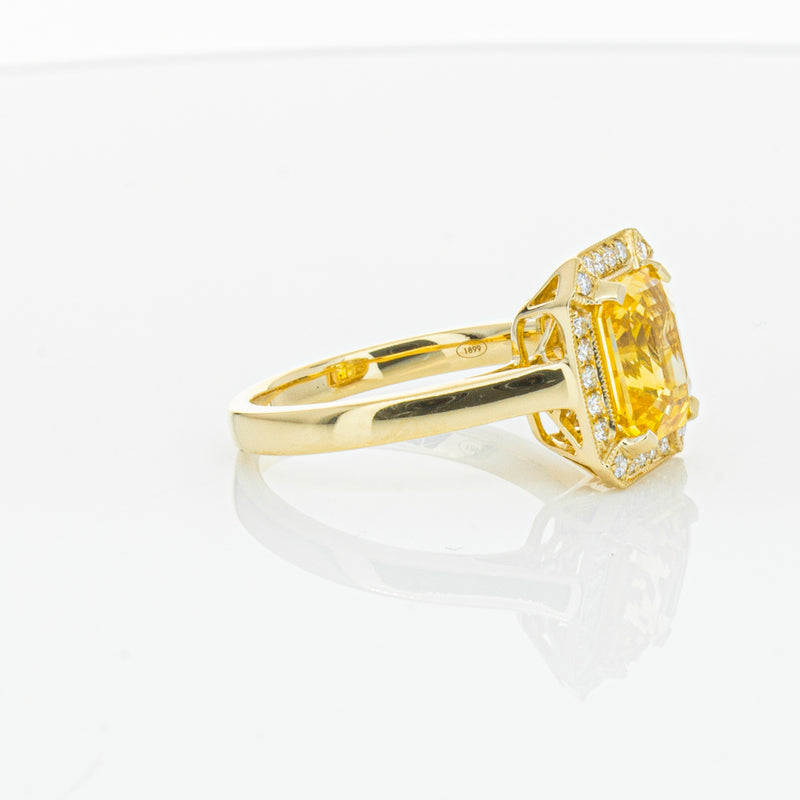 18ct Yellow Gold 3.01ct Yellow Sapphire & Diamond Empire Ring-Ring-Walker & Hall