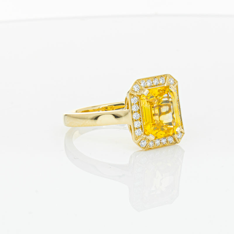 18ct Yellow Gold 3.01ct Yellow Sapphire & Diamond Empire Ring-Ring-Walker & Hall