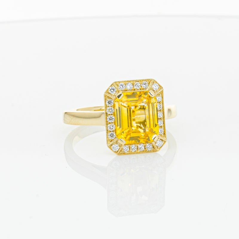 18ct Yellow Gold 3.01ct Yellow Sapphire & Diamond Empire Ring-Ring-Walker & Hall