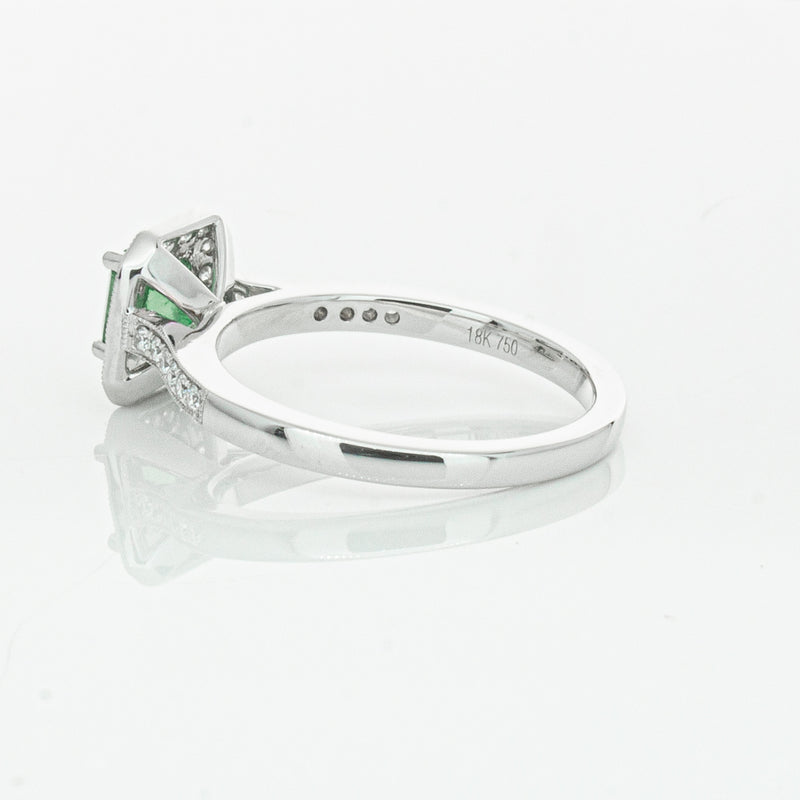 18ct White Gold .70ct Emerald & Diamond Mandalay Ring-Ring-Walker & Hall