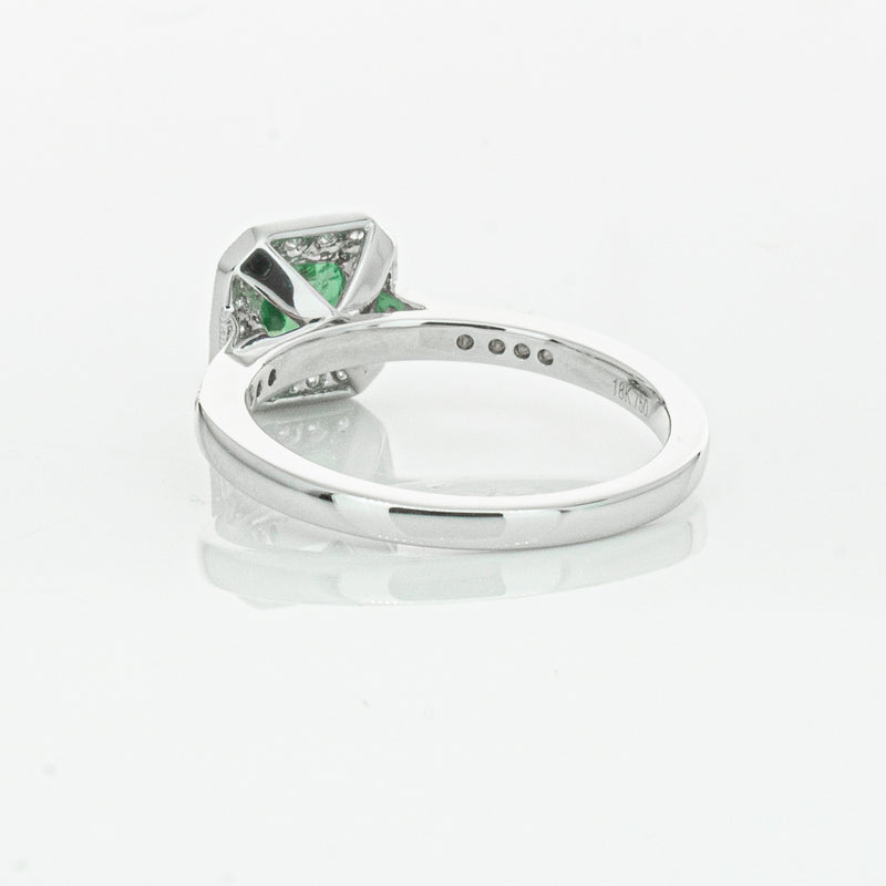 18ct White Gold .70ct Emerald & Diamond Mandalay Ring-Ring-Walker & Hall