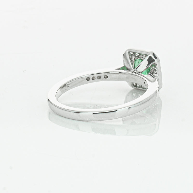 18ct White Gold .70ct Emerald & Diamond Mandalay Ring-Ring-Walker & Hall