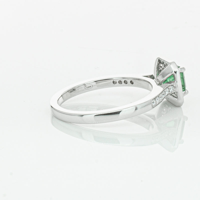 18ct White Gold .70ct Emerald & Diamond Mandalay Ring-Ring-Walker & Hall