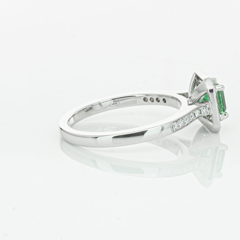 18ct White Gold .70ct Emerald & Diamond Mandalay Ring-Ring-Walker & Hall