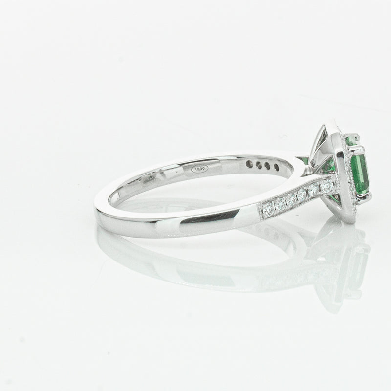 18ct White Gold .70ct Emerald & Diamond Mandalay Ring-Ring-Walker & Hall