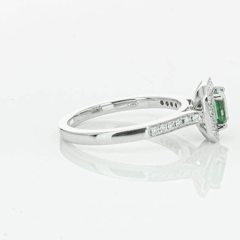 18ct White Gold .70ct Emerald & Diamond Mandalay Ring-Ring-Walker & Hall