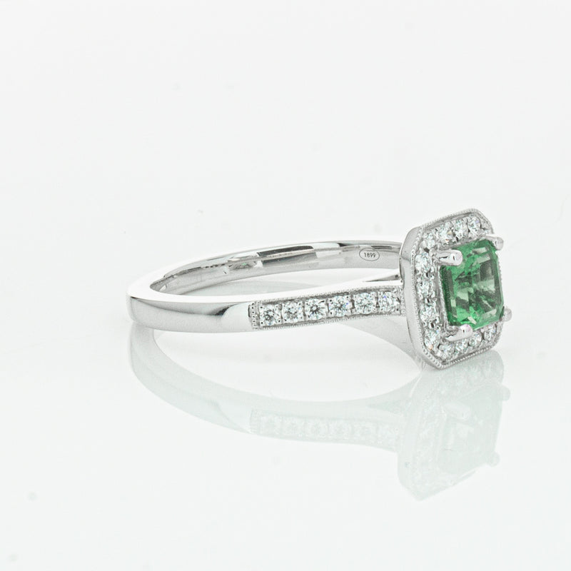 18ct White Gold .70ct Emerald & Diamond Mandalay Ring-Ring-Walker & Hall