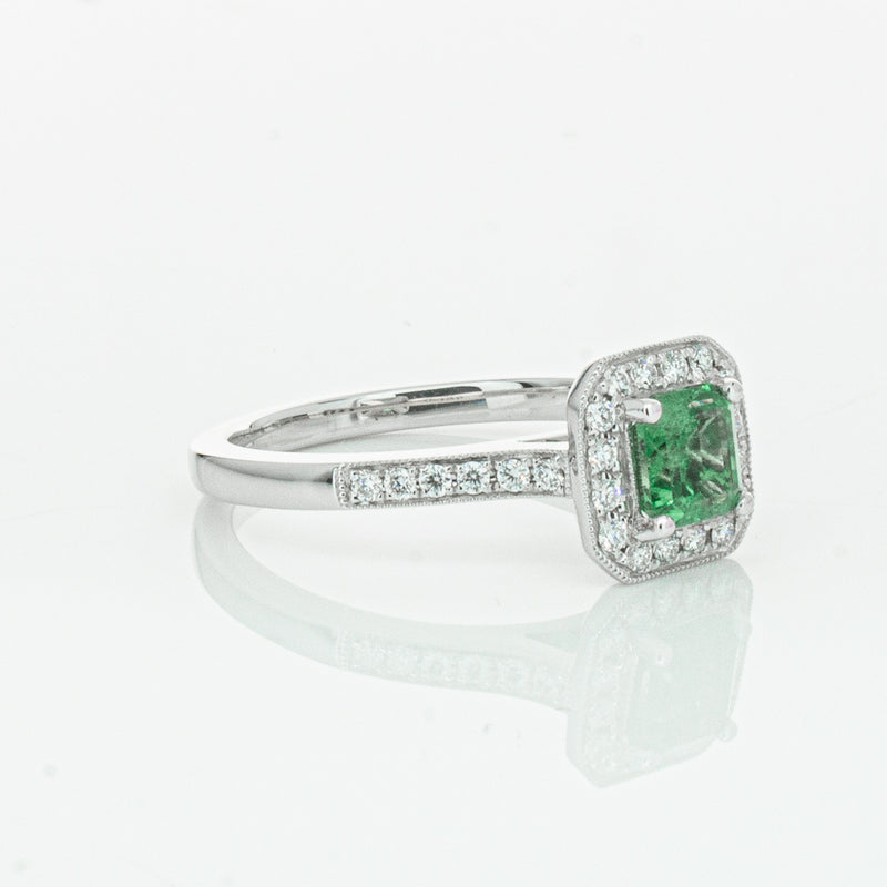 18ct White Gold .70ct Emerald & Diamond Mandalay Ring-Ring-Walker & Hall
