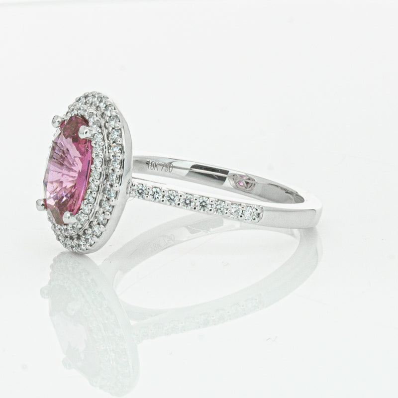 18ct White Gold Pink Sapphire & Diamond Rosa Ring-Ring-Walker & Hall