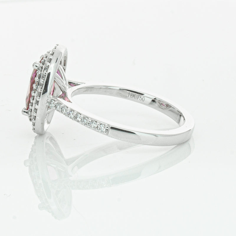 18ct White Gold Pink Sapphire & Diamond Rosa Ring-Ring-Walker & Hall