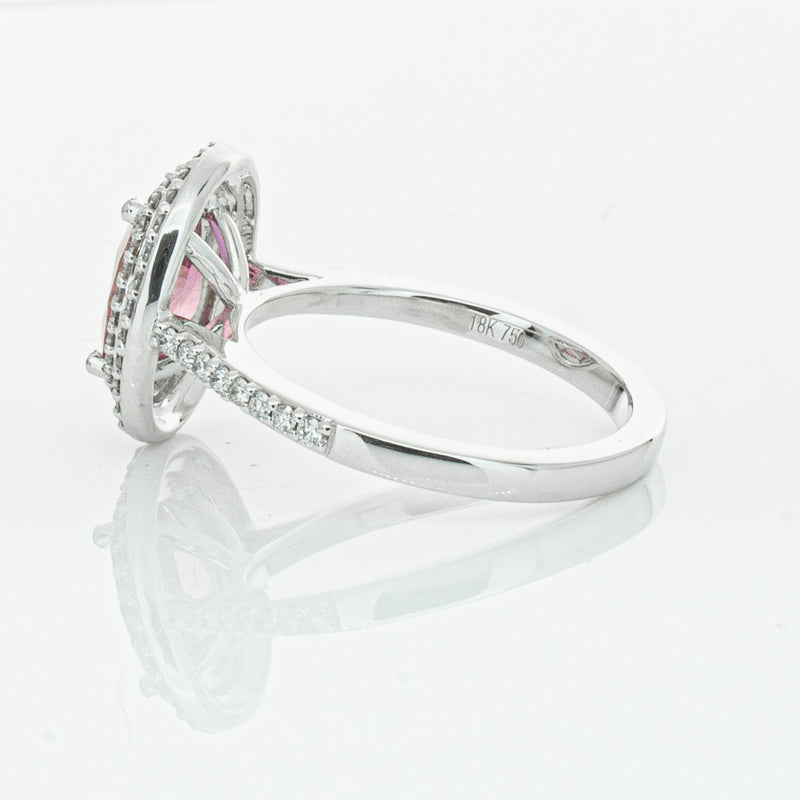 18ct White Gold Pink Sapphire & Diamond Rosa Ring-Ring-Walker & Hall