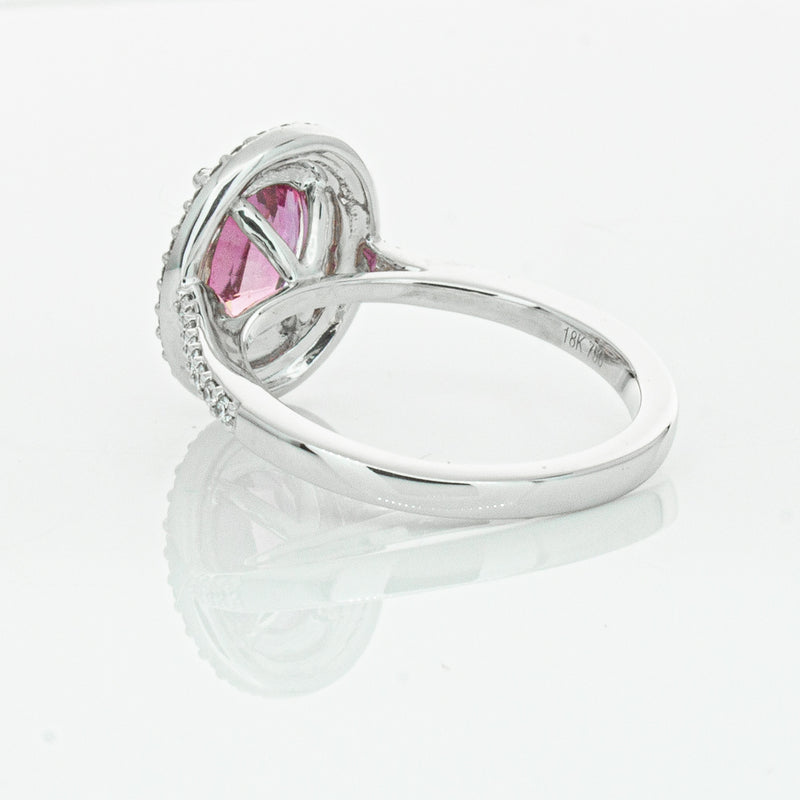 18ct White Gold Pink Sapphire & Diamond Rosa Ring-Ring-Walker & Hall