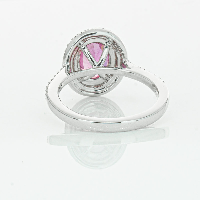 18ct White Gold Pink Sapphire & Diamond Rosa Ring-Ring-Walker & Hall
