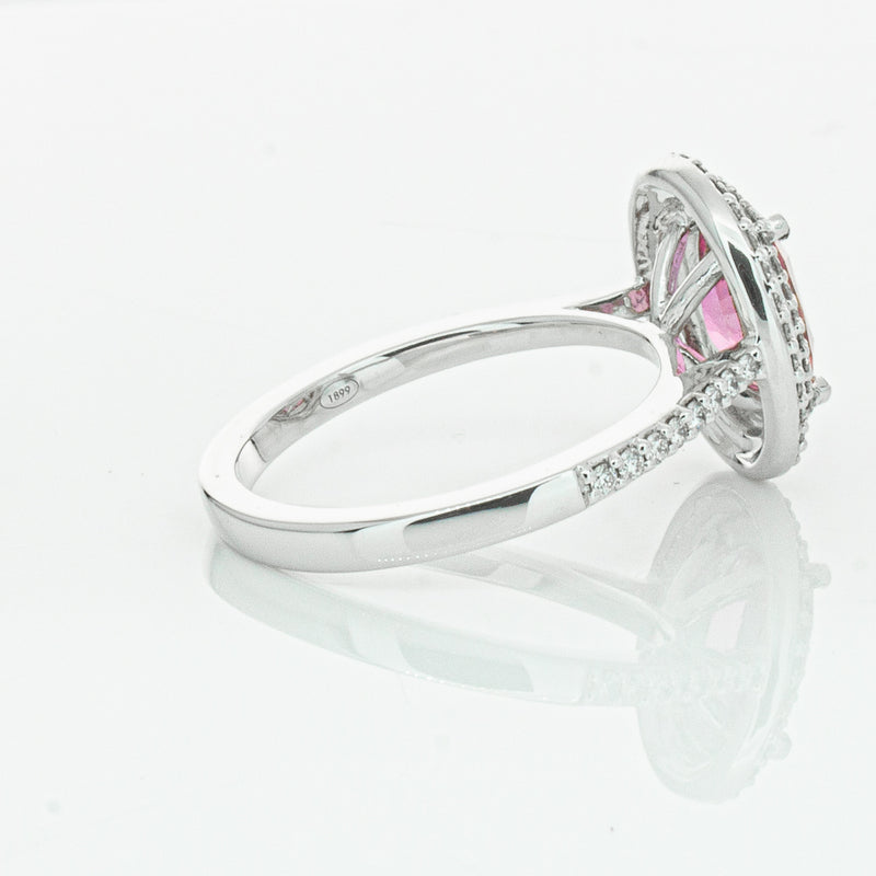 18ct White Gold Pink Sapphire & Diamond Rosa Ring-Ring-Walker & Hall