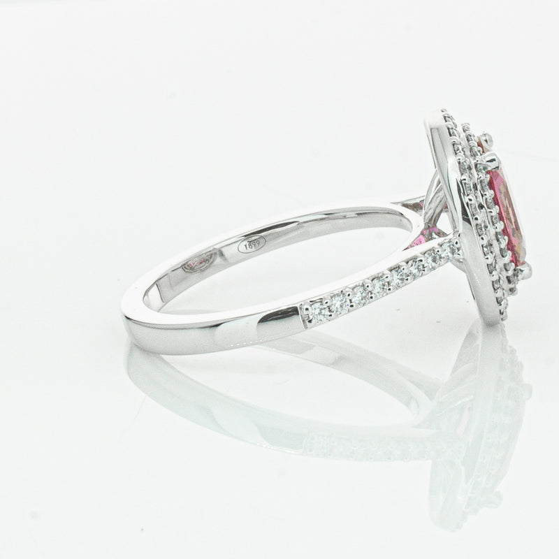 18ct White Gold Pink Sapphire & Diamond Rosa Ring-Ring-Walker & Hall