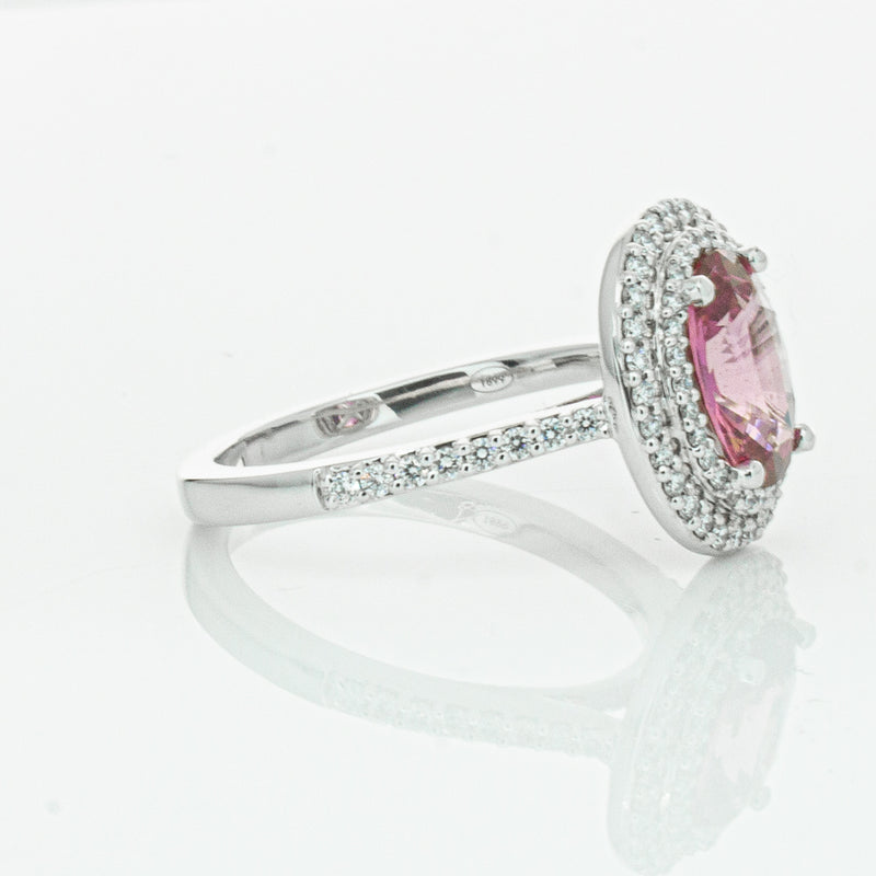 18ct White Gold Pink Sapphire & Diamond Rosa Ring-Ring-Walker & Hall