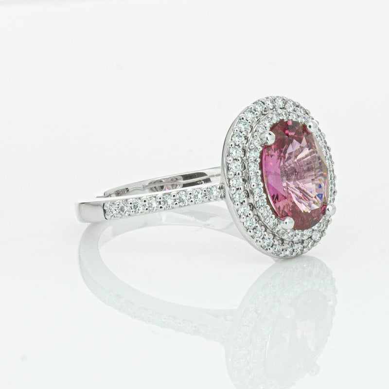 18ct White Gold Pink Sapphire & Diamond Rosa Ring-Ring-Walker & Hall