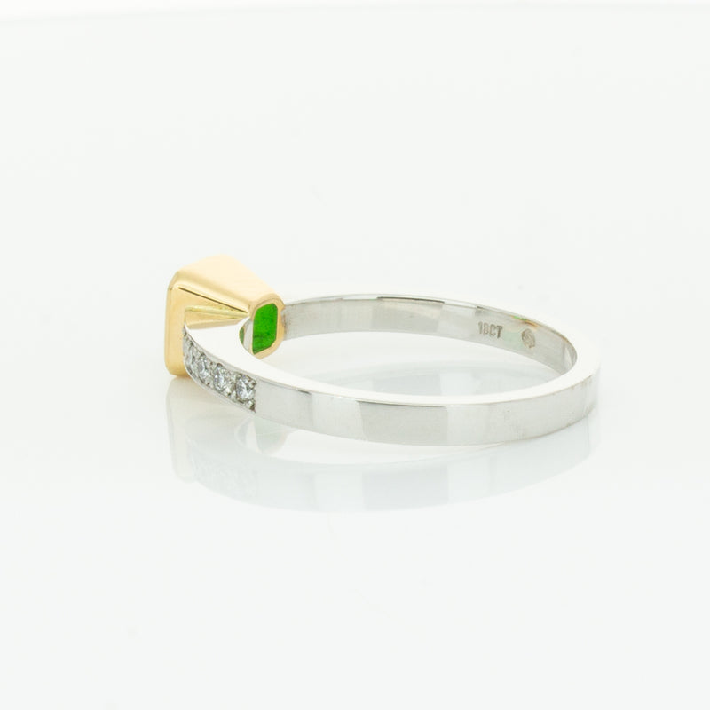 Deja Vu 18ct White Gold .70ct Emerald & Diamond Ring-Ring-Walker & Hall