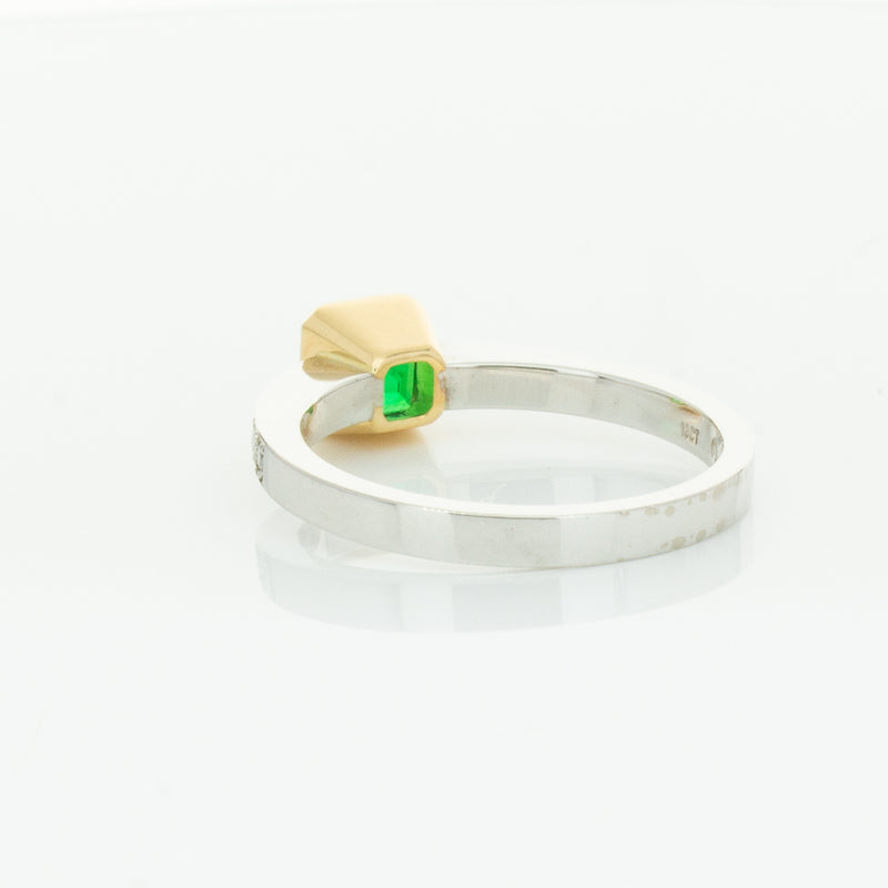 Deja Vu 18ct White Gold .70ct Emerald & Diamond Ring-Ring-Walker & Hall