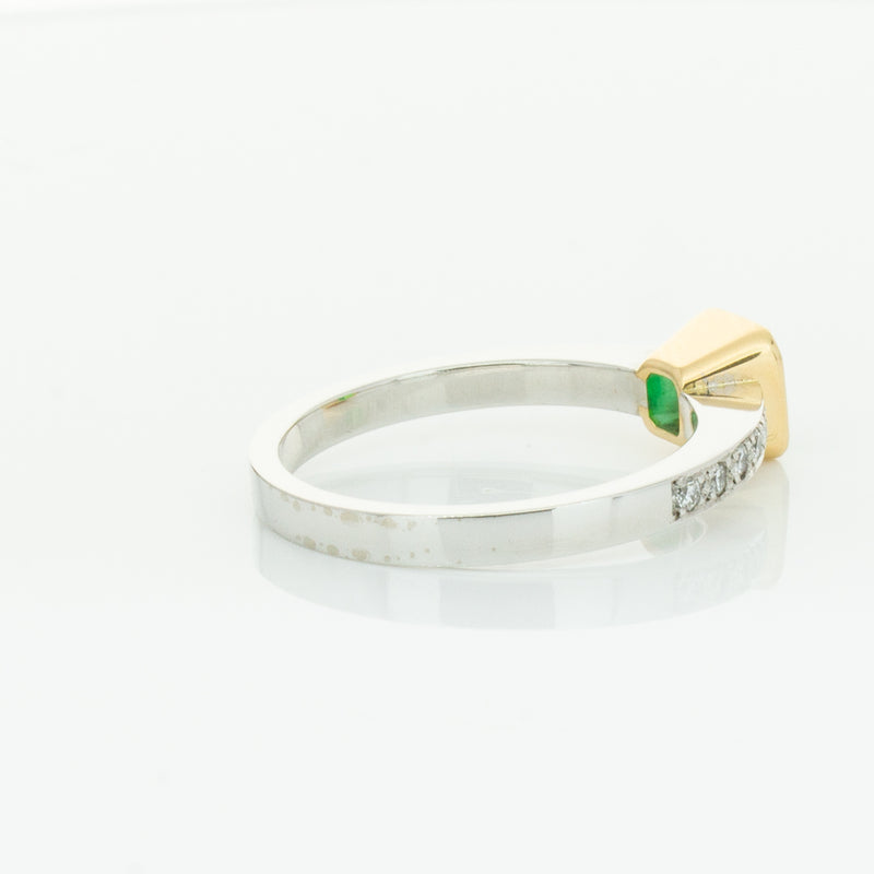 Deja Vu 18ct White Gold .70ct Emerald & Diamond Ring-Ring-Walker & Hall