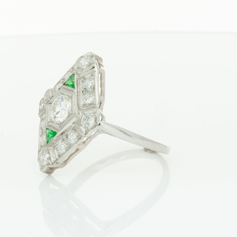 Vintage Platinum .40ct Diamond & Emerald Ring-Ring-Walker & Hall