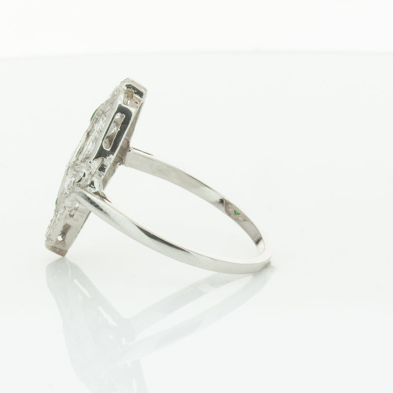 Vintage Platinum .40ct Diamond & Emerald Ring-Ring-Walker & Hall