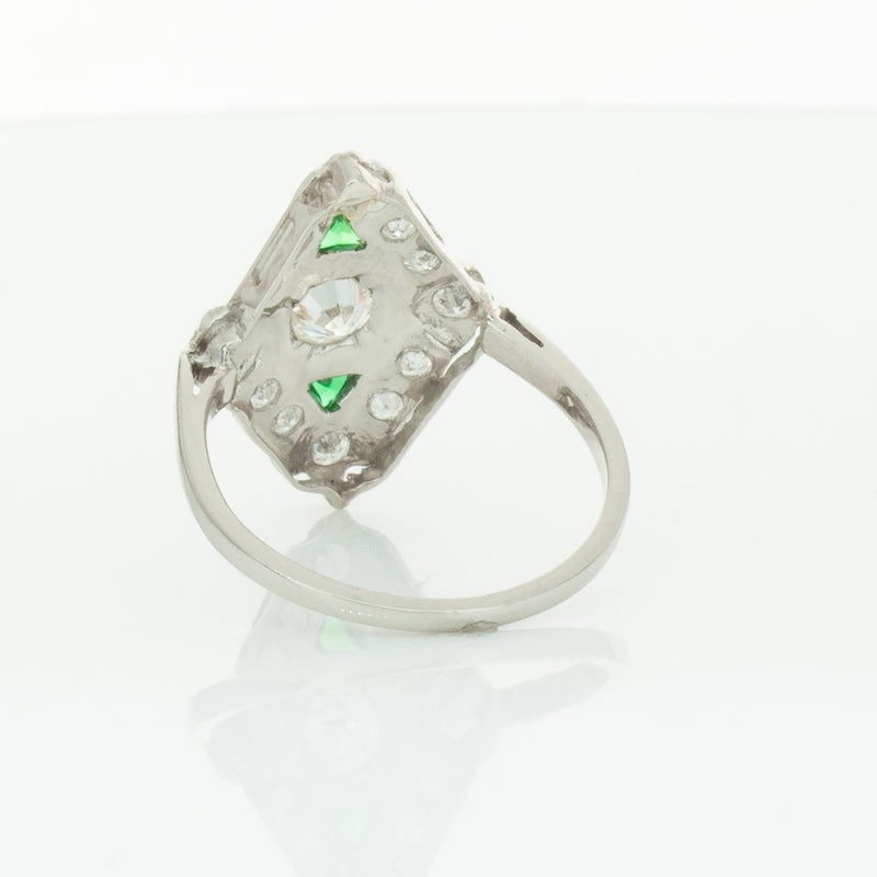 Vintage Platinum .40ct Diamond & Emerald Ring-Ring-Walker & Hall