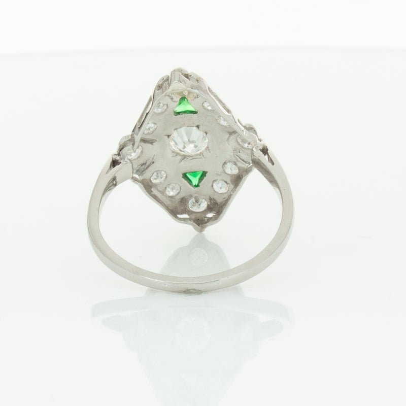 Vintage Platinum .40ct Diamond & Emerald Ring-Ring-Walker & Hall