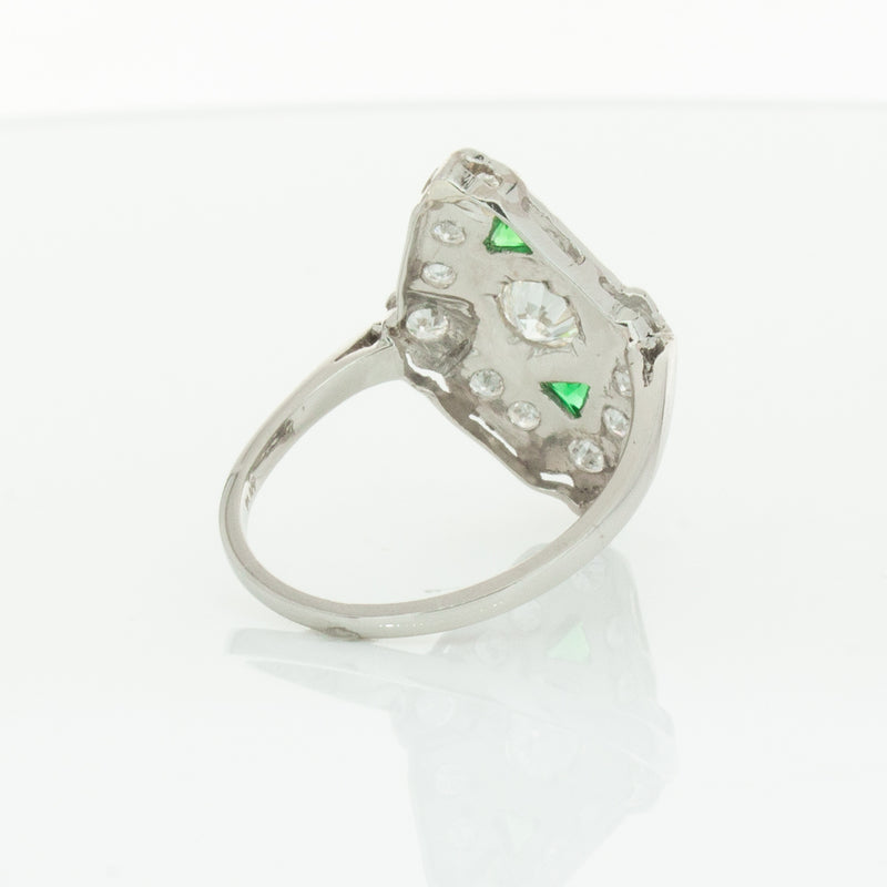 Vintage Platinum .40ct Diamond & Emerald Ring-Ring-Walker & Hall