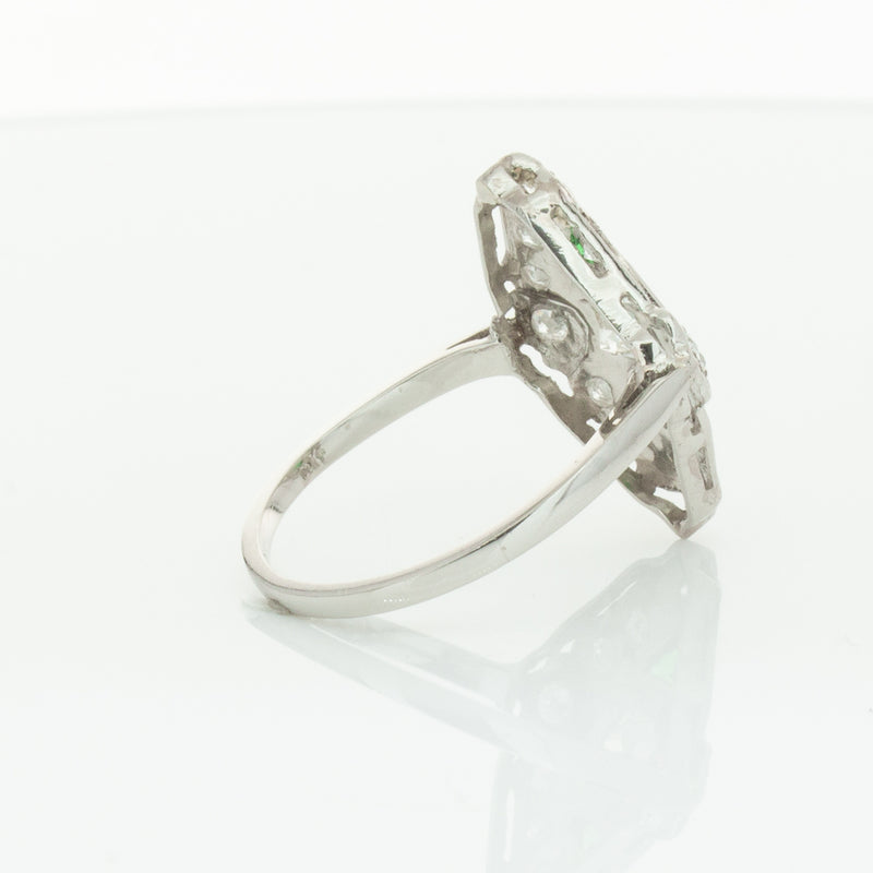 Vintage Platinum .40ct Diamond & Emerald Ring-Ring-Walker & Hall