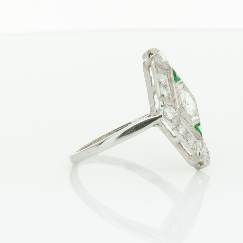 Vintage Platinum .40ct Diamond & Emerald Ring-Ring-Walker & Hall