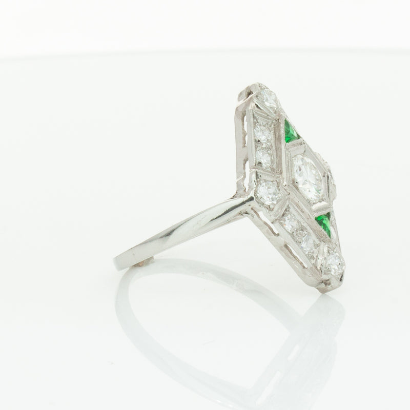 Vintage Platinum .40ct Diamond & Emerald Ring-Ring-Walker & Hall