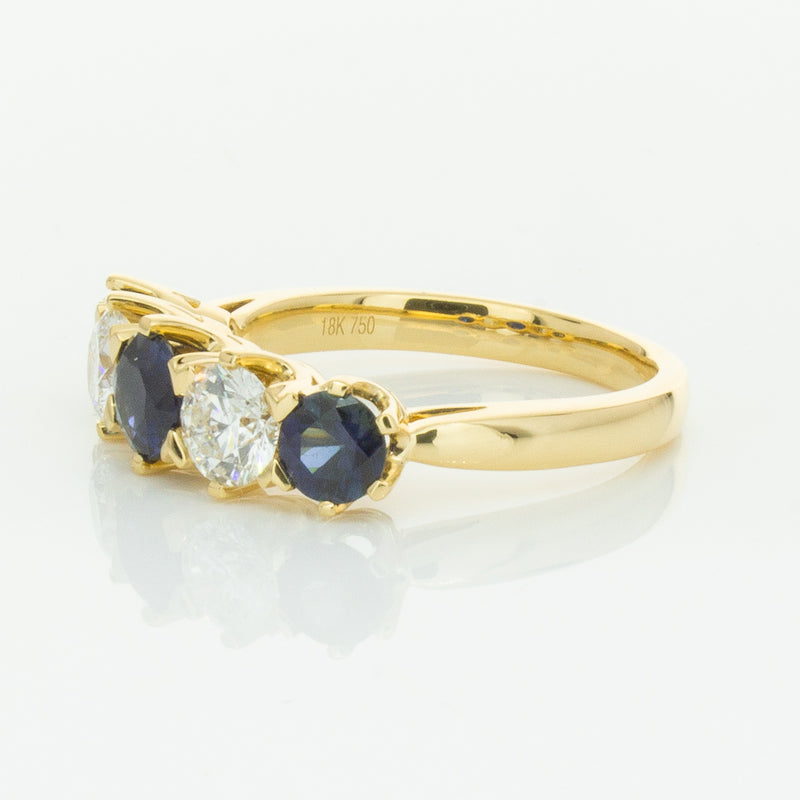 18ct Yellow Gold 1.41ct Sapphire & Diamond Pentagon Ring-Ring-Walker & Hall