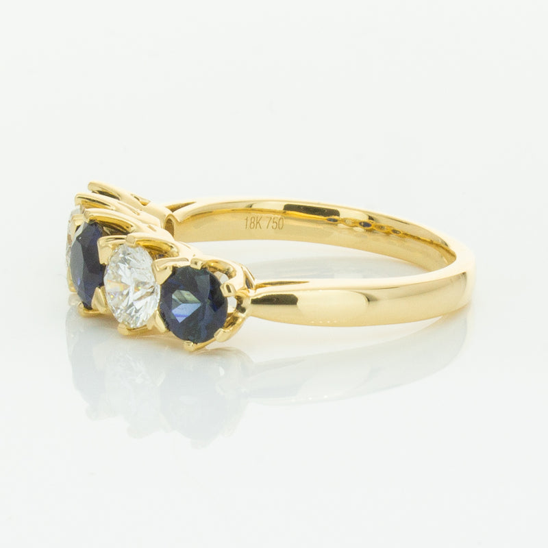 18ct Yellow Gold 1.41ct Sapphire & Diamond Pentagon Ring-Ring-Walker & Hall