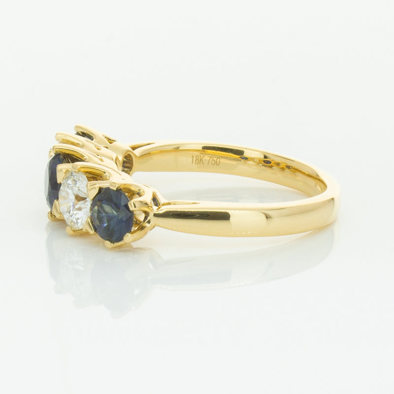 18ct Yellow Gold 1.41ct Sapphire & Diamond Pentagon Ring-Ring-Walker & Hall