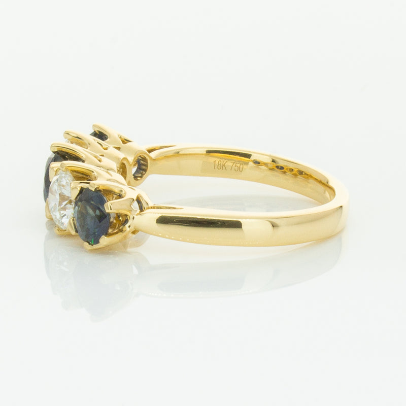 18ct Yellow Gold 1.41ct Sapphire & Diamond Pentagon Ring-Ring-Walker & Hall