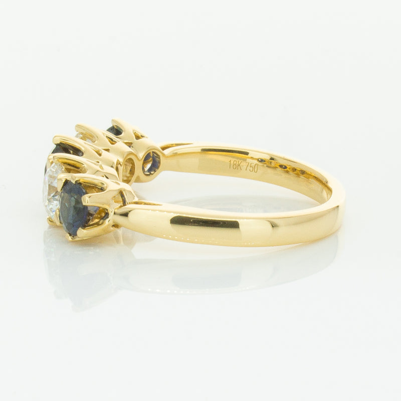 18ct Yellow Gold 1.41ct Sapphire & Diamond Pentagon Ring-Ring-Walker & Hall