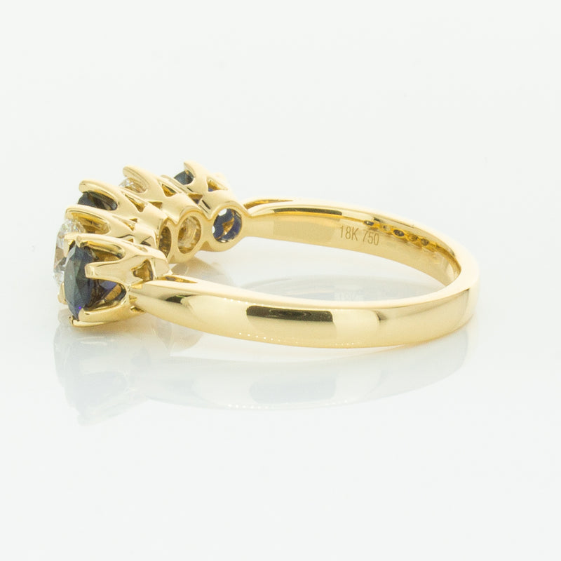 18ct Yellow Gold 1.41ct Sapphire & Diamond Pentagon Ring-Ring-Walker & Hall