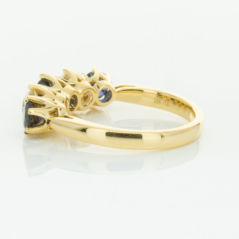 18ct Yellow Gold 1.41ct Sapphire & Diamond Pentagon Ring-Ring-Walker & Hall