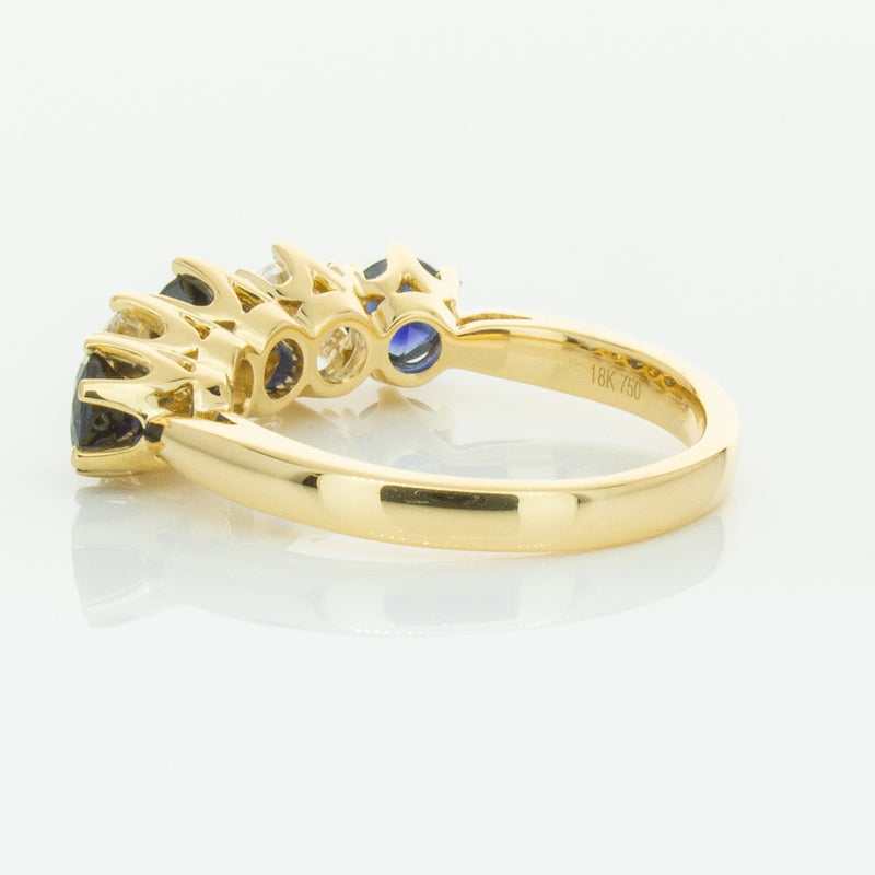 18ct Yellow Gold 1.41ct Sapphire & Diamond Pentagon Ring-Ring-Walker & Hall