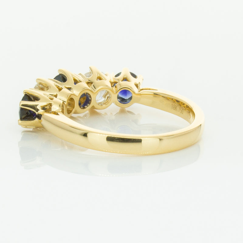 18ct Yellow Gold 1.41ct Sapphire & Diamond Pentagon Ring-Ring-Walker & Hall