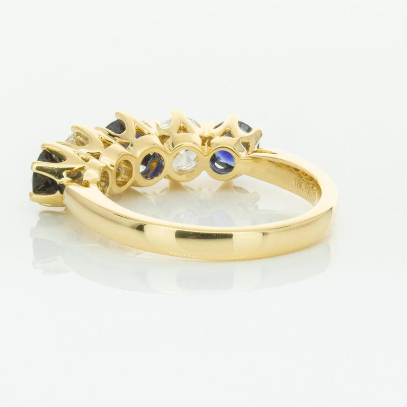 18ct Yellow Gold 1.41ct Sapphire & Diamond Pentagon Ring-Ring-Walker & Hall