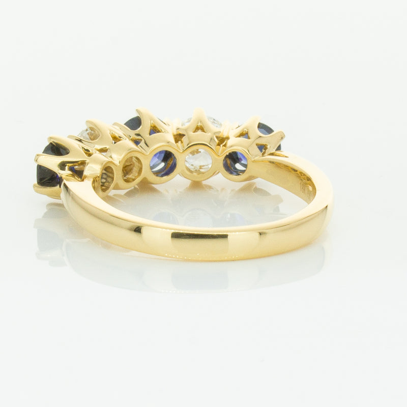 18ct Yellow Gold 1.41ct Sapphire & Diamond Pentagon Ring-Ring-Walker & Hall
