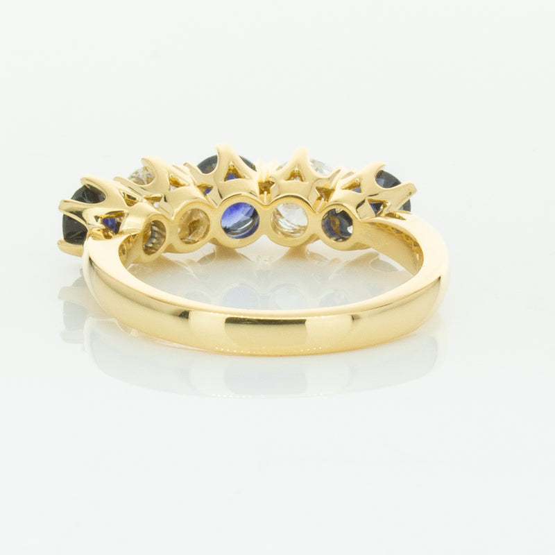 18ct Yellow Gold 1.41ct Sapphire & Diamond Pentagon Ring-Ring-Walker & Hall
