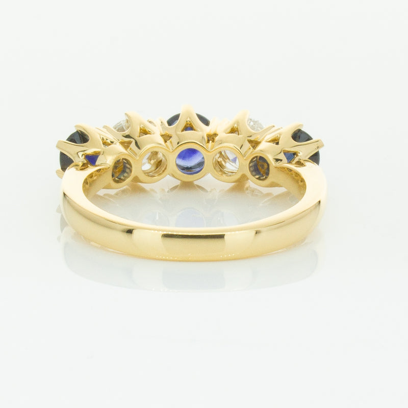18ct Yellow Gold 1.41ct Sapphire & Diamond Pentagon Ring-Ring-Walker & Hall