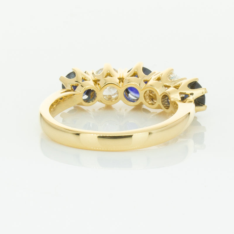 18ct Yellow Gold 1.41ct Sapphire & Diamond Pentagon Ring-Ring-Walker & Hall
