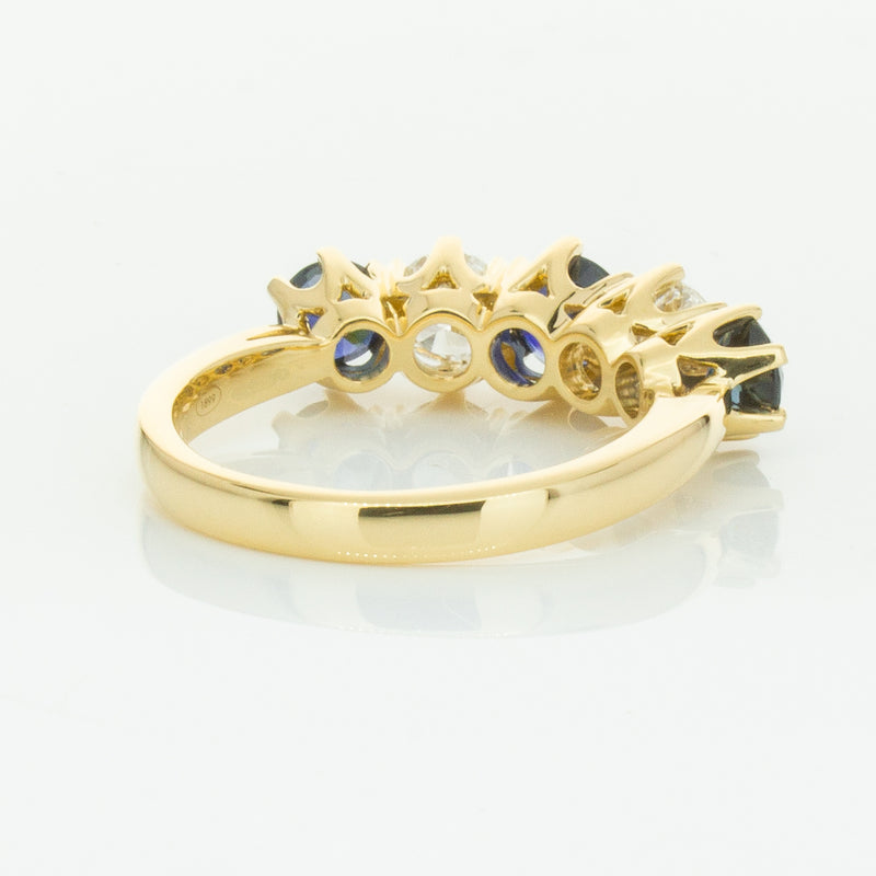 18ct Yellow Gold 1.41ct Sapphire & Diamond Pentagon Ring-Ring-Walker & Hall